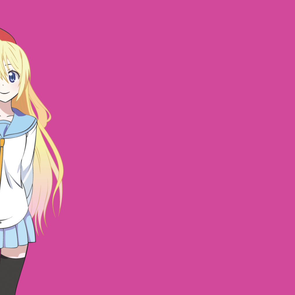 Блондинка аниме Nisekoi, розовый фон