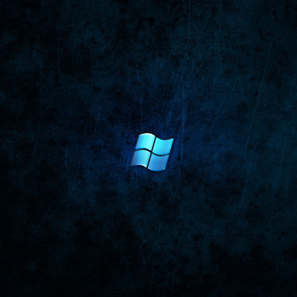 Голубой логотип Microsoft Windows на сине черном фоне