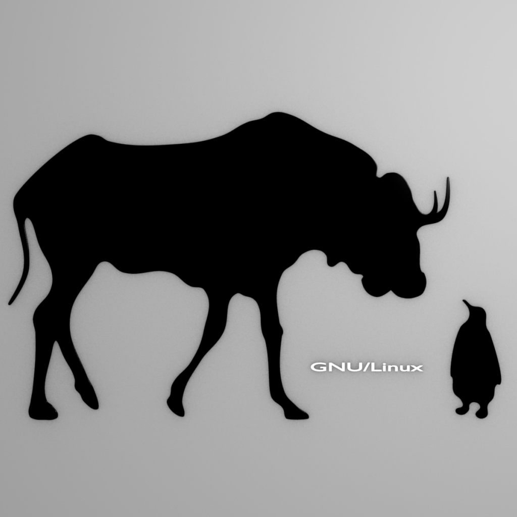 Бык и пингвин, фон Linux GNU