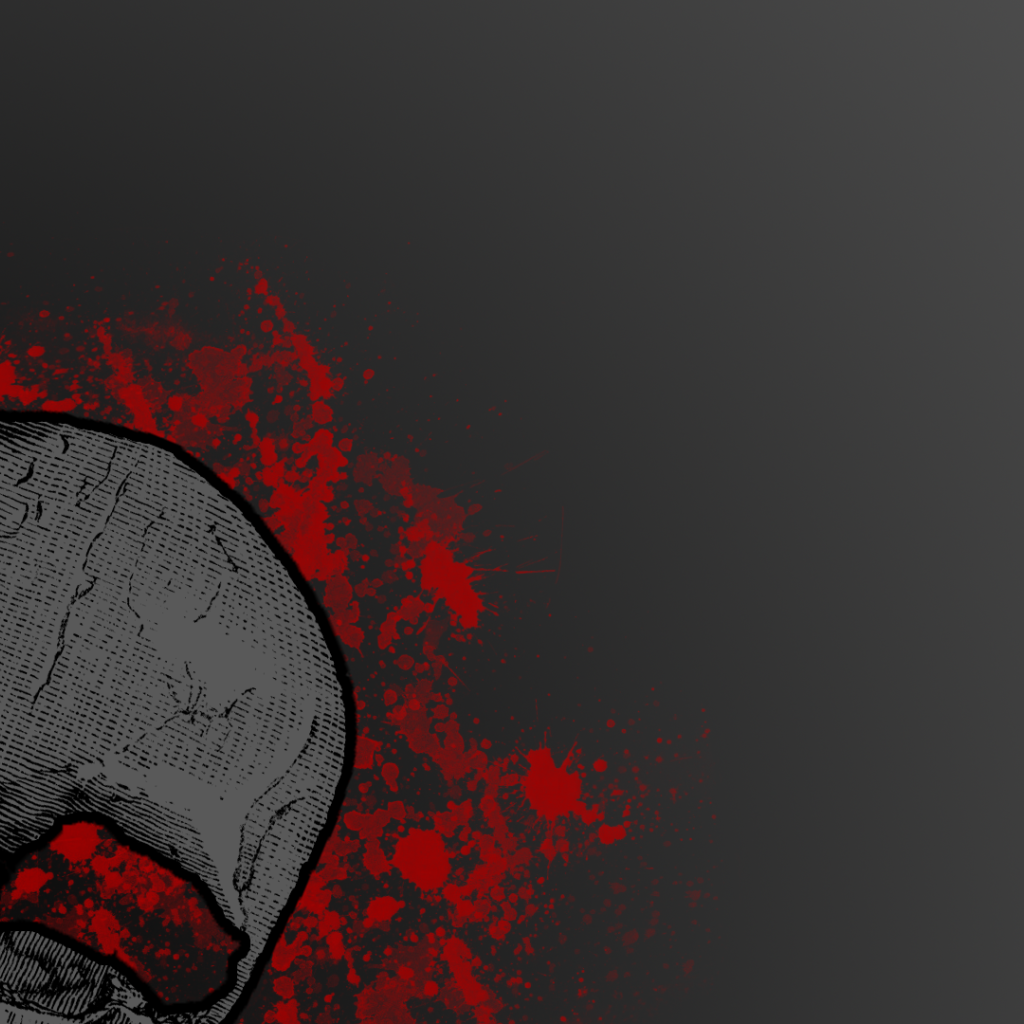 Горящий череп, серый фон