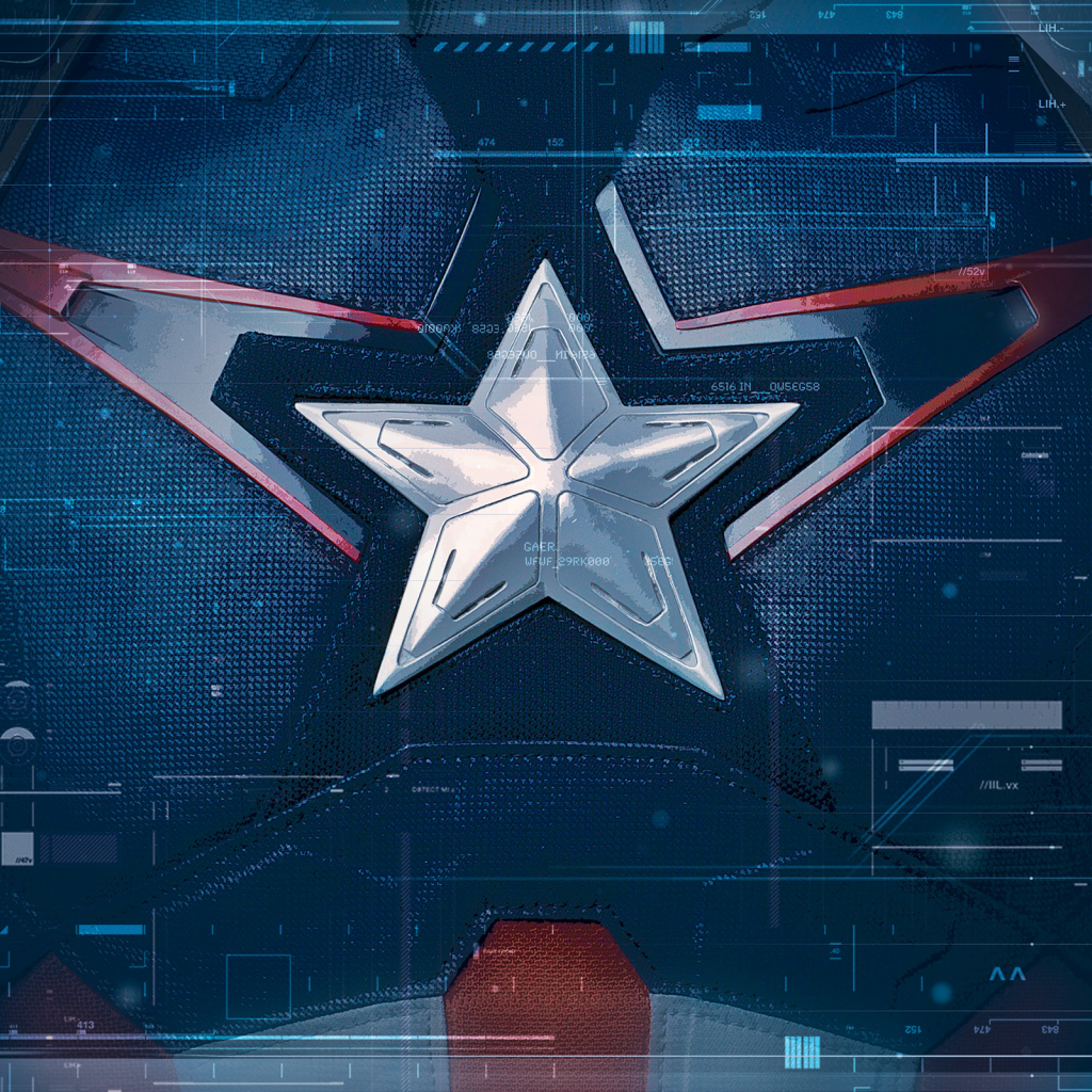 Капитан Америка, голубой фон Мстители