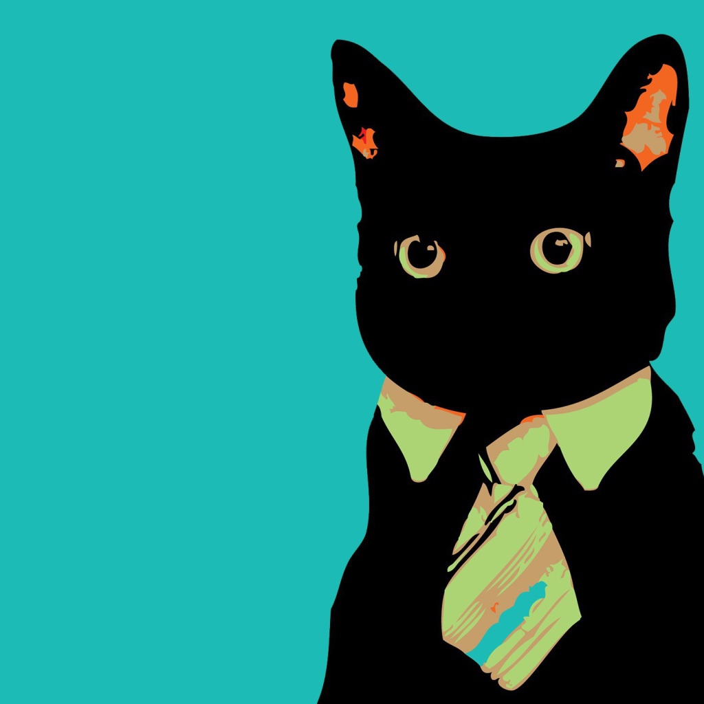 Кот бизнесмен на голубом фоне