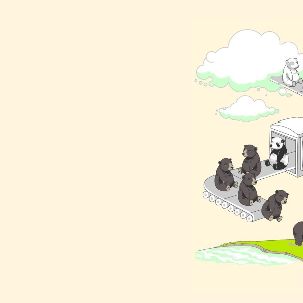 Небесная фабрика медведей, светлый фон