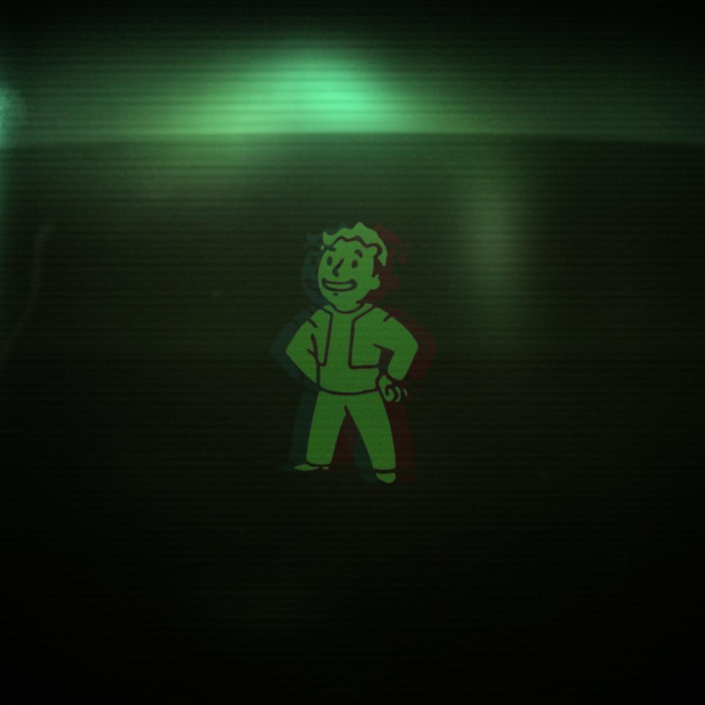 Персонаж Pip-Boy, зеленый фон