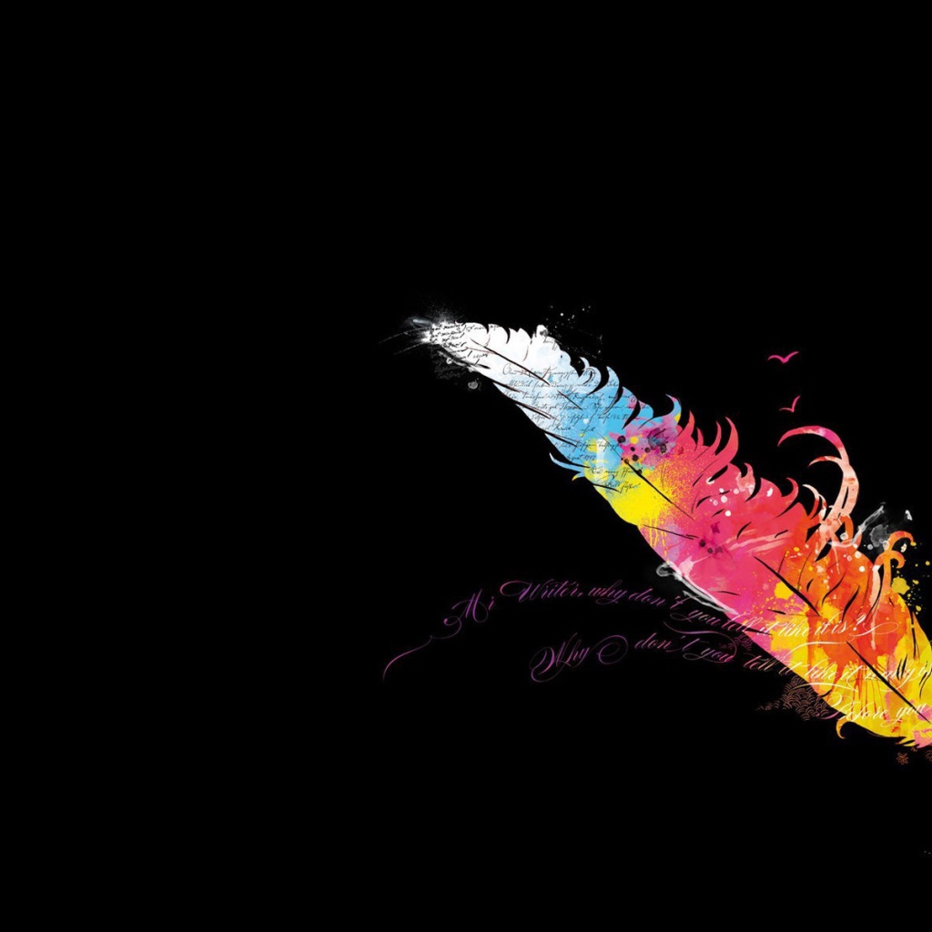 Красочное перо для письма, черный фон