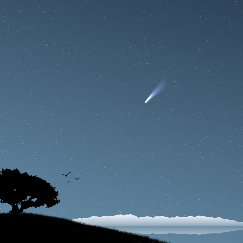 Комета в небе, фон