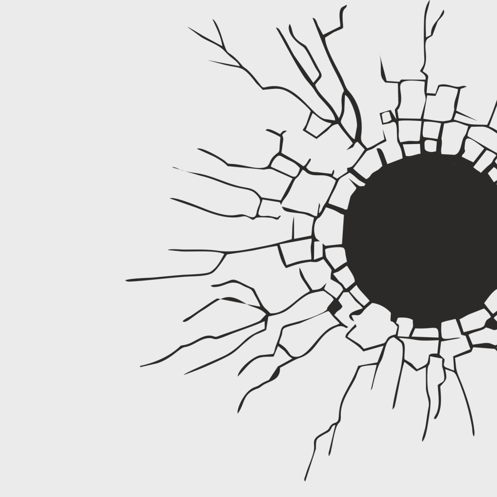 Трещины вокруг черной дыры, белый фон