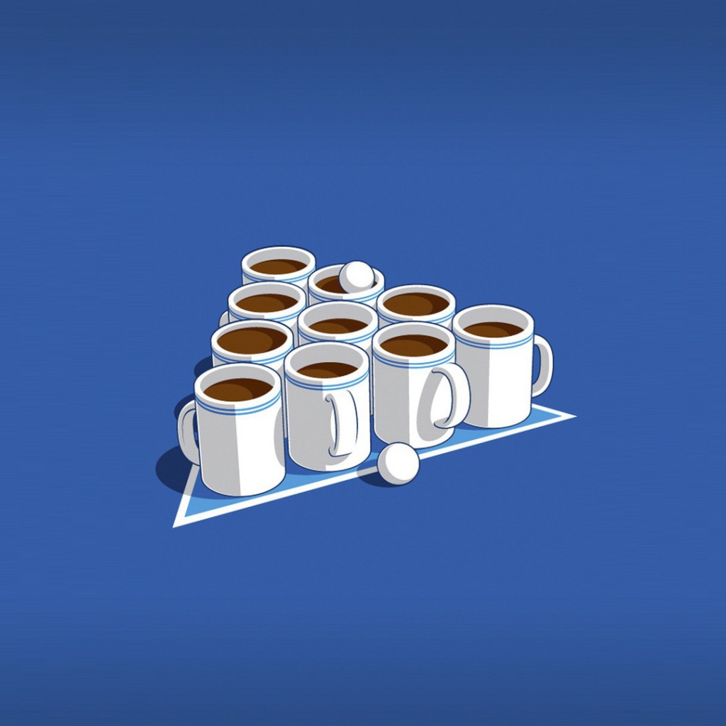 Чашки с кофе, голубой фон