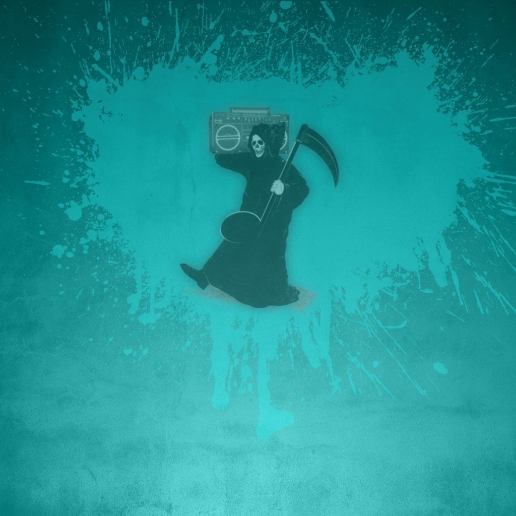 Смерть с магнитофоном, голубой фон