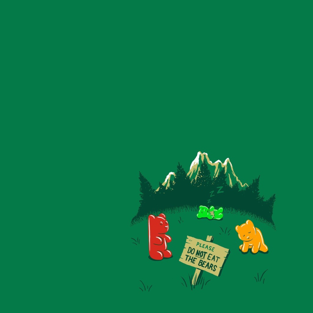 Не ешьте медведей, зеленый фон