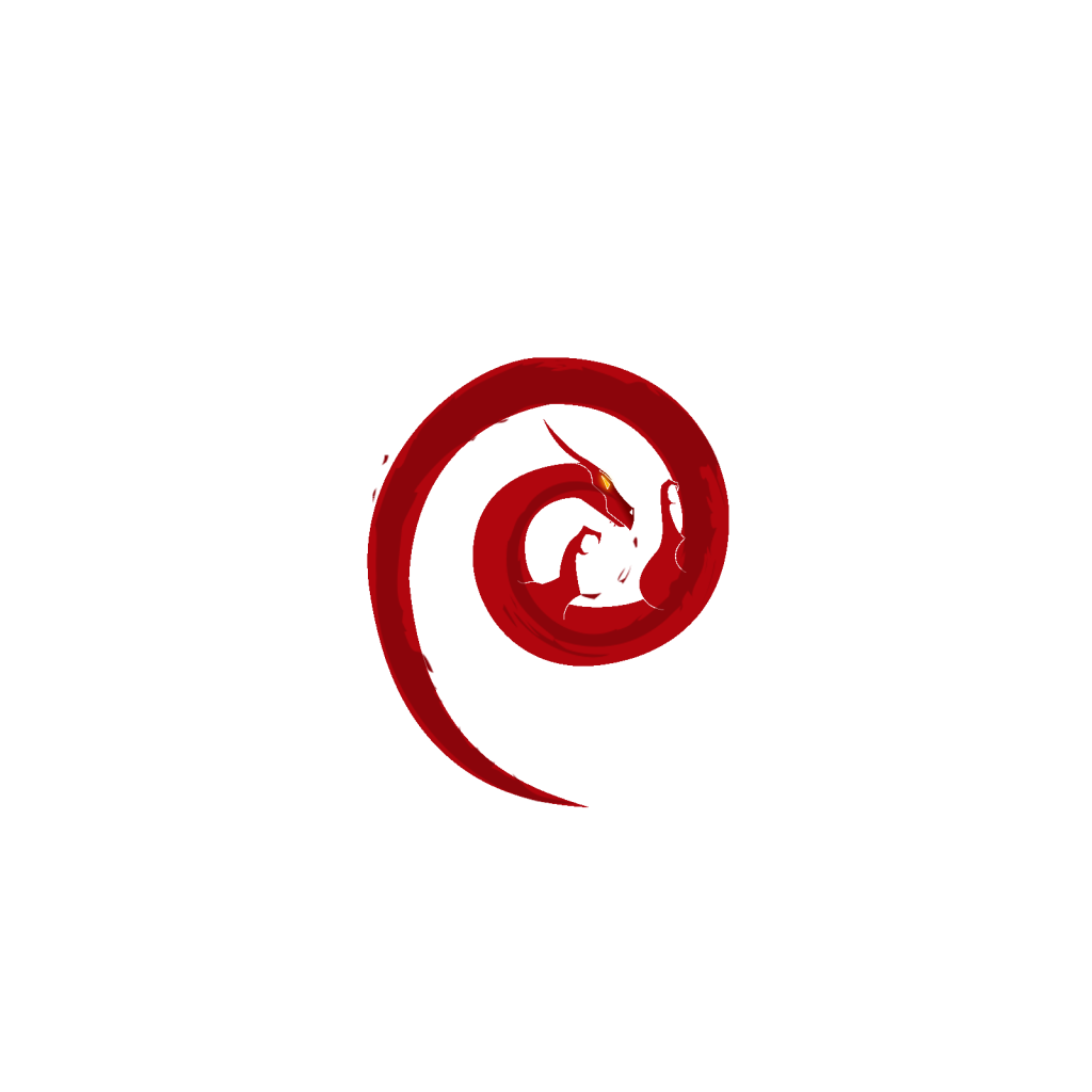 Дракон Debian, белый фон