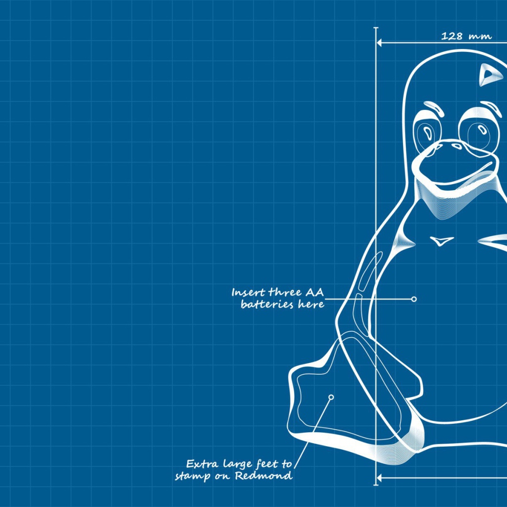 Чертеж пингвина Linux GNU