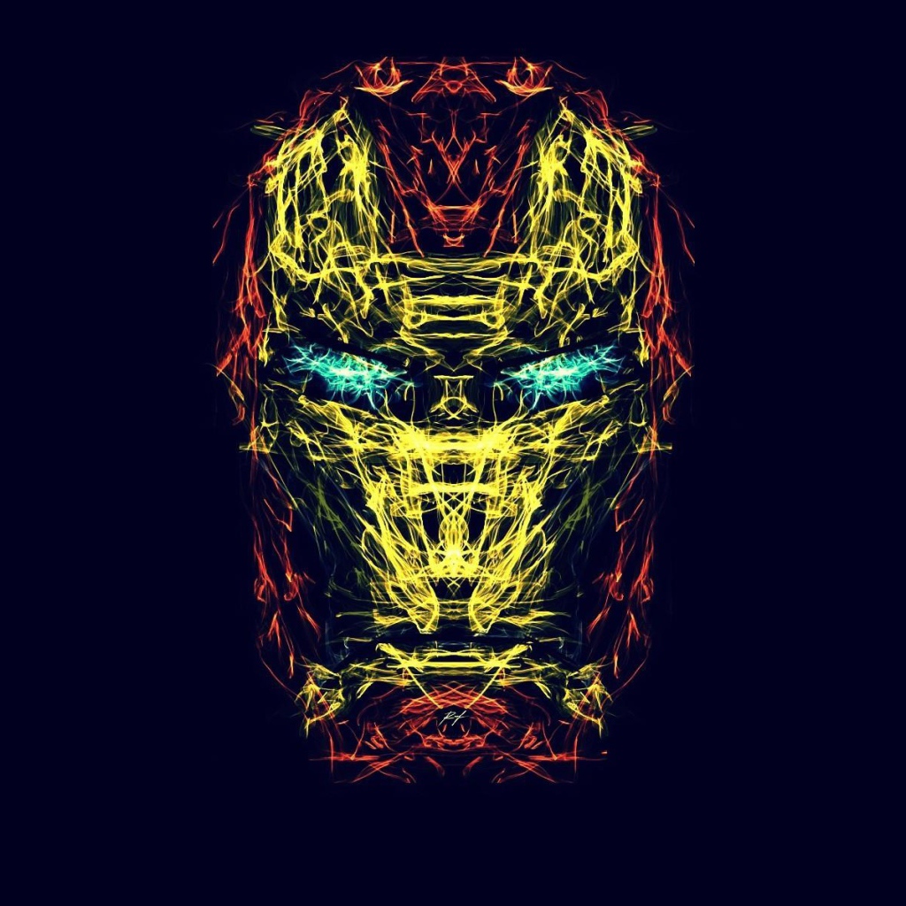 Схема маски Железного человека, синий фон