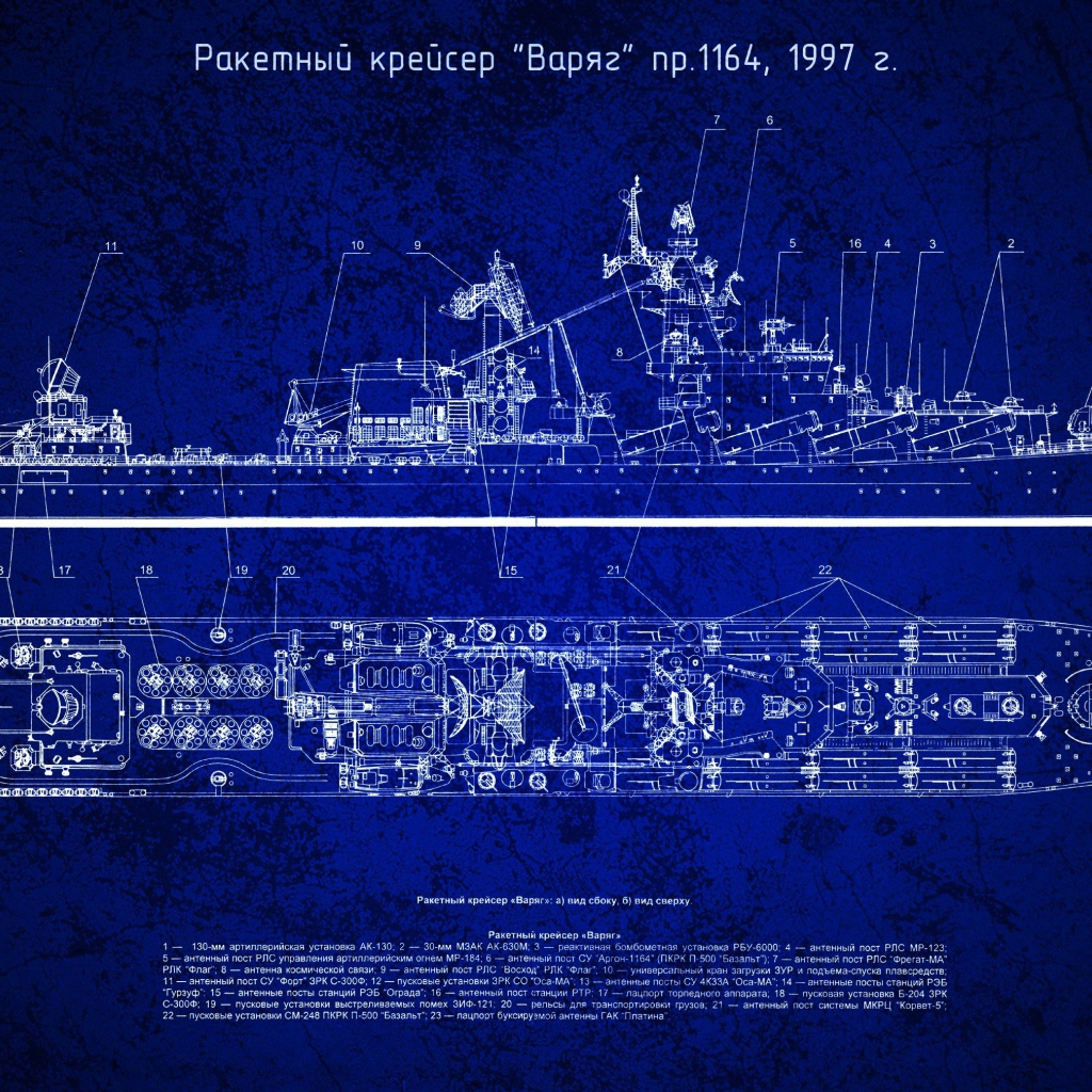 Схема ракетного крейсера Варяг