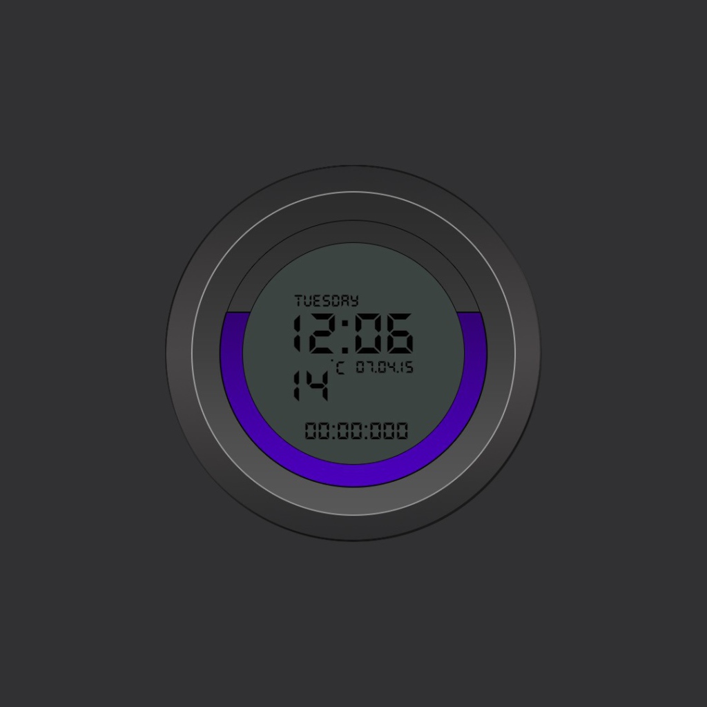 Электронные часы на сером фоне