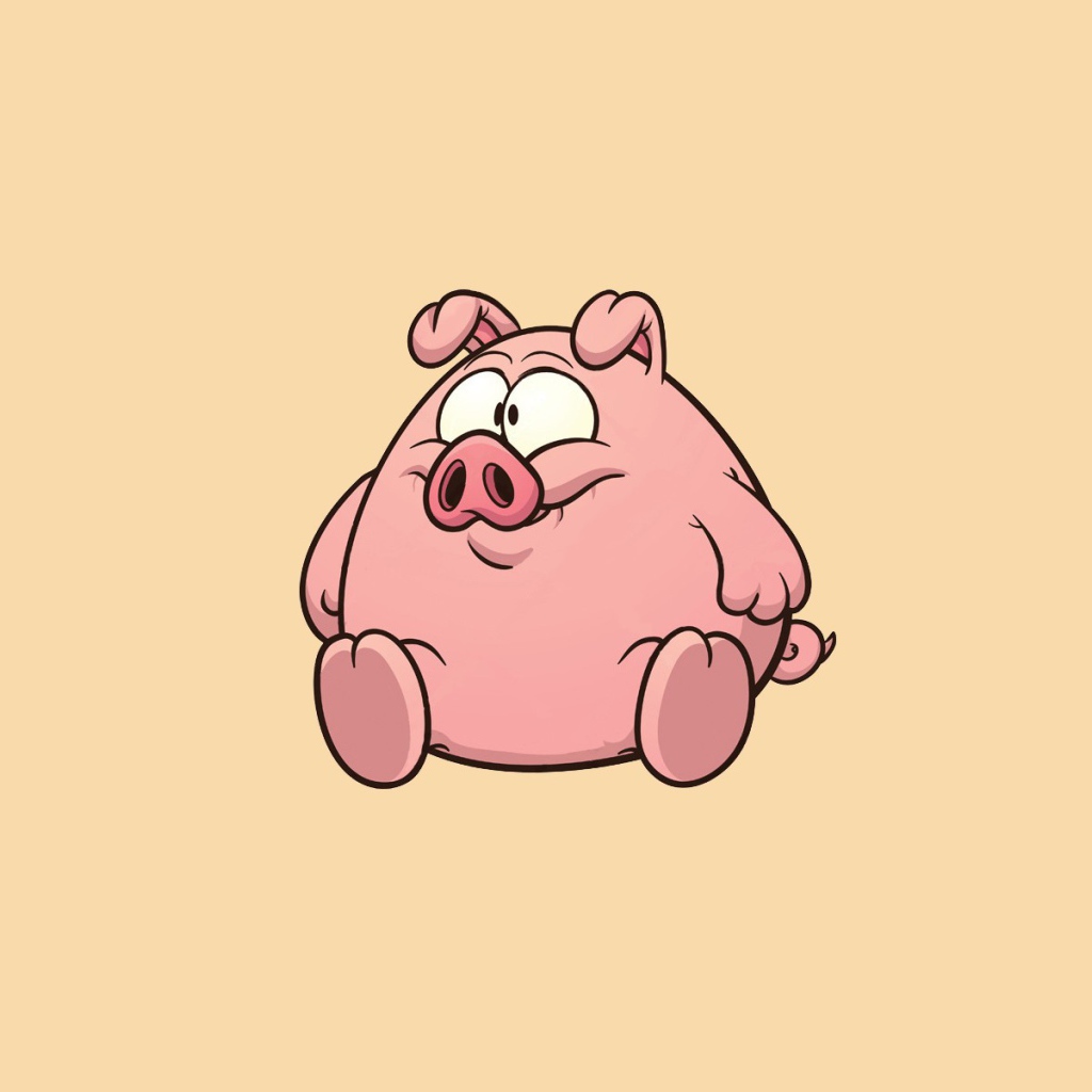 Жирный поросенок на светлом фоне