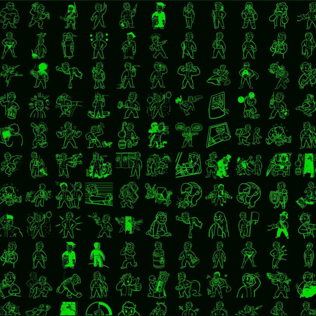 Фигурки персонажей Fallout, черный фон