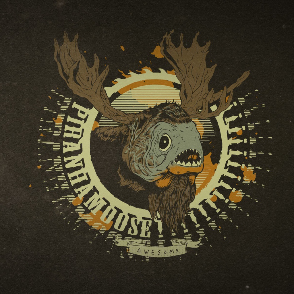 Рыба с бородой и рогами, коричневый фон