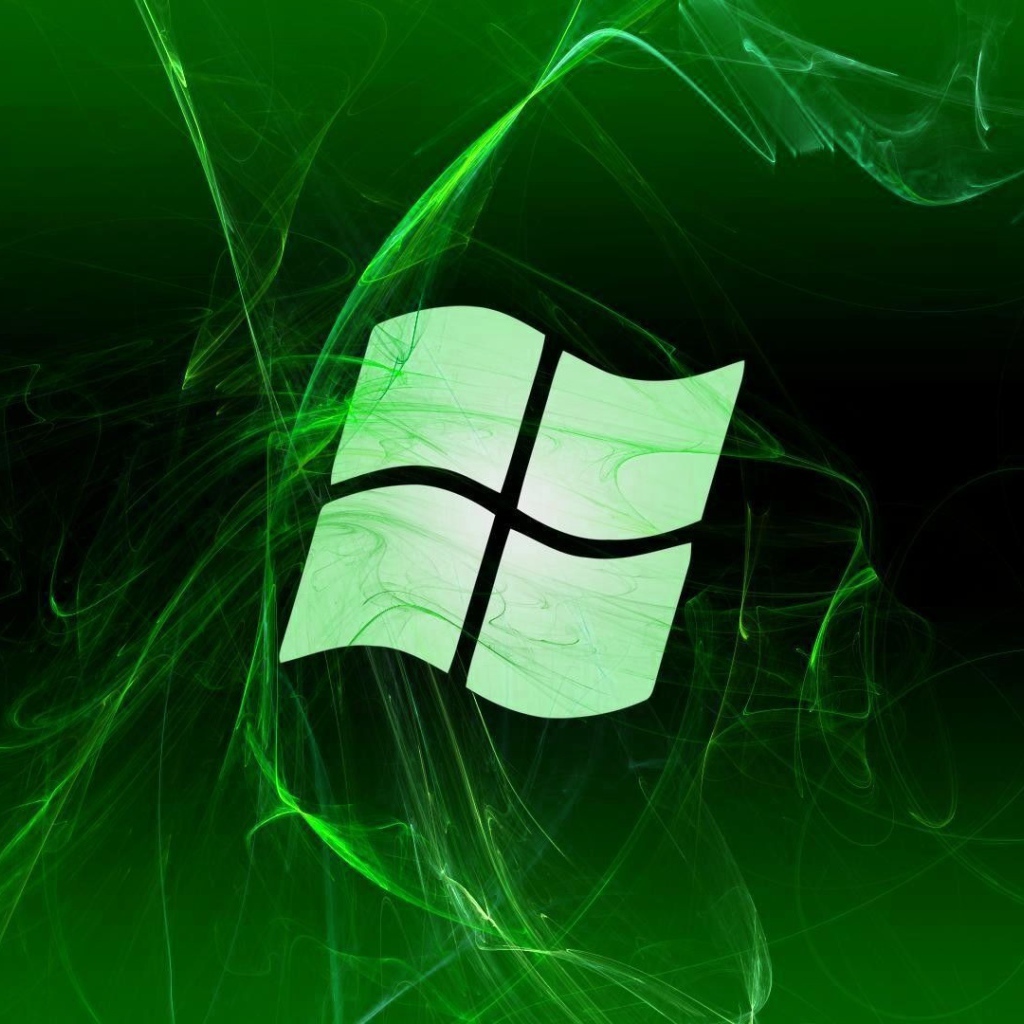 Флаг Windows, зеленый фон