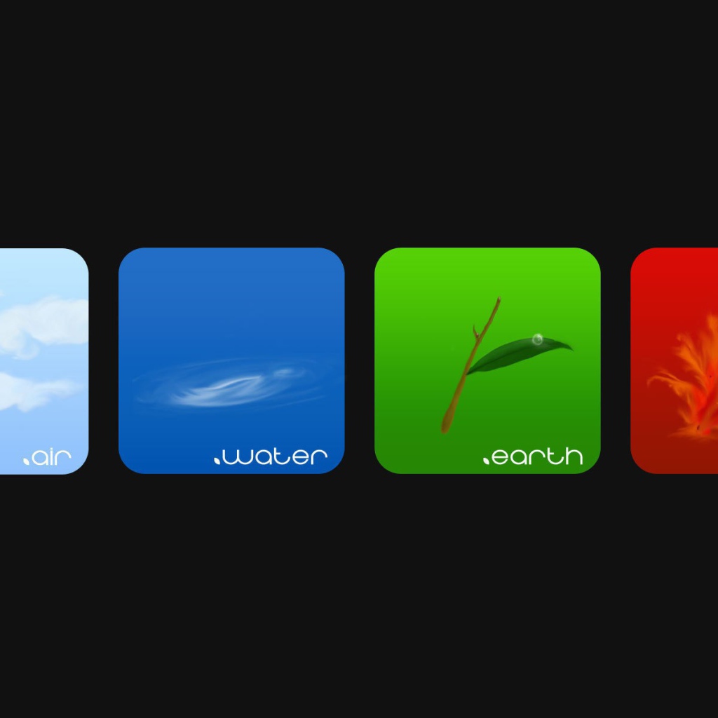 Четыре стихии на сером фоне