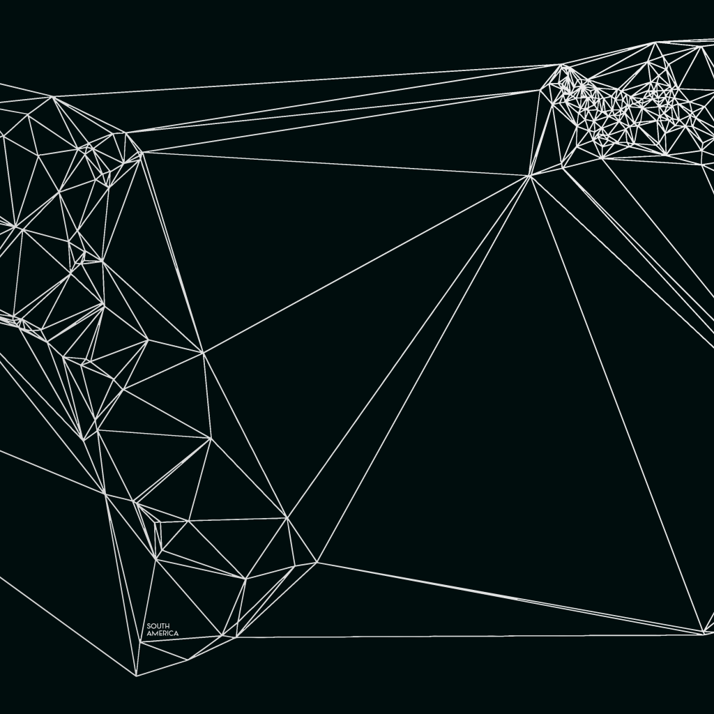 Геометрическая карта мира Nicholas Felton, черный фон