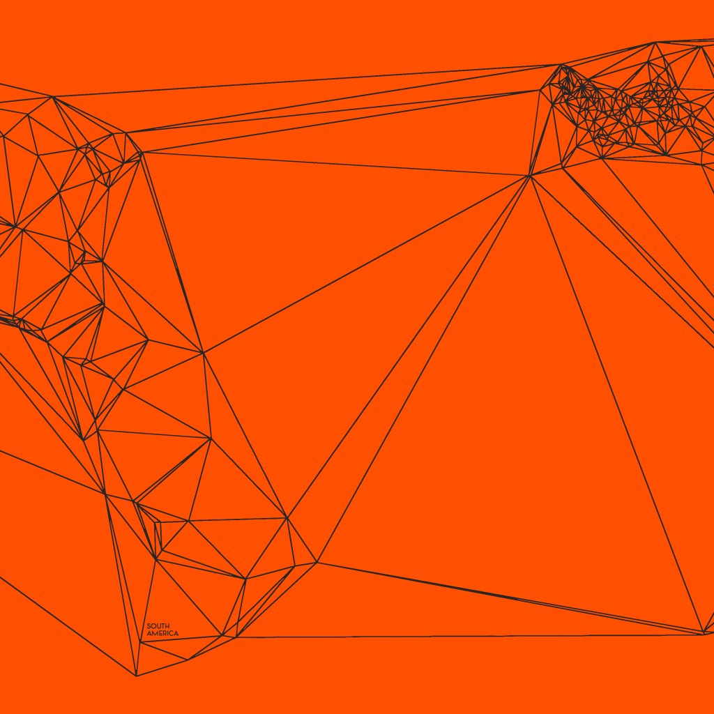 Геометрическая карта мира Nicholas Felton, оранжевый фон