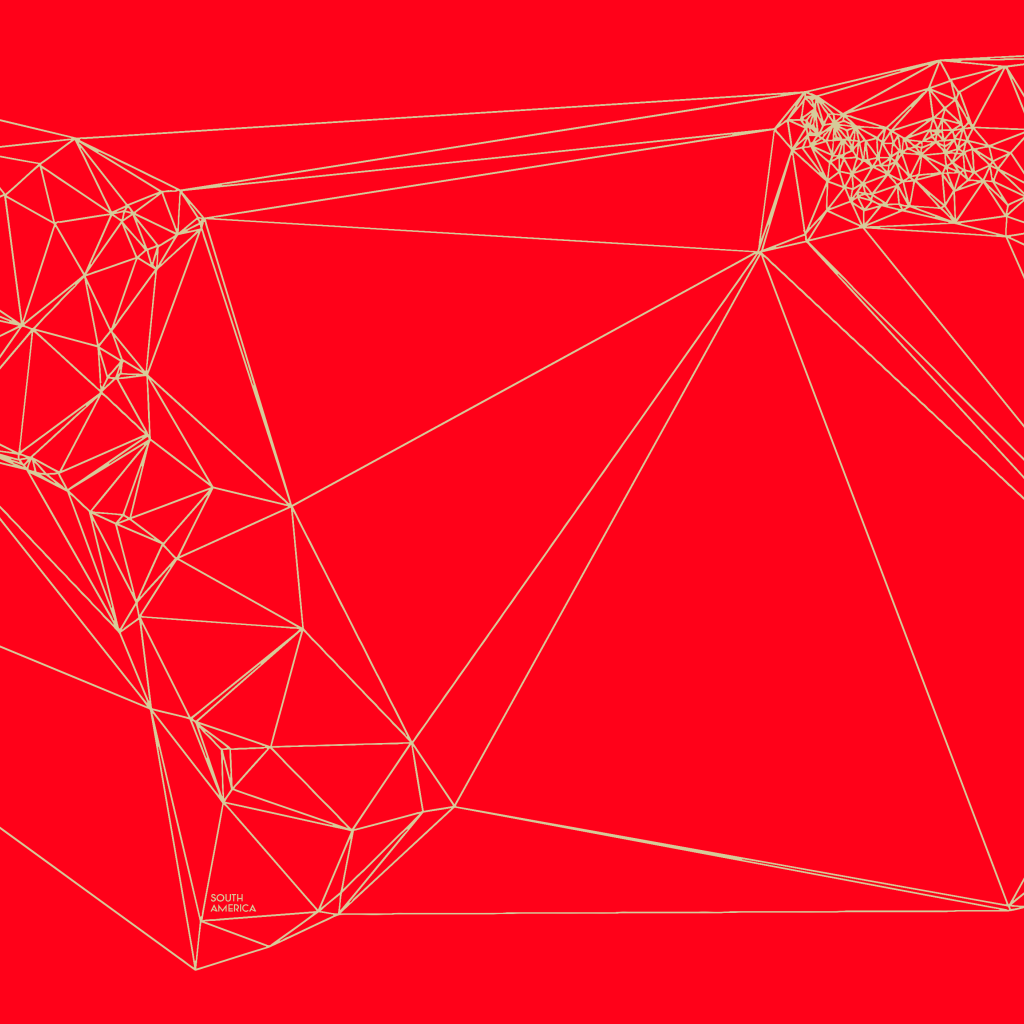 Геометрическая карта мира Nicholas Felton, красный фон