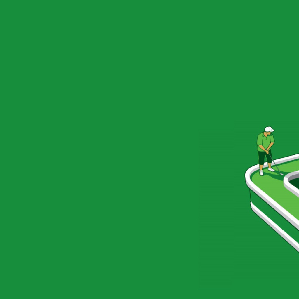 Игра в гольф, зеленый фон