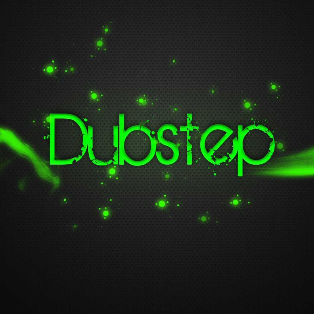 Зеленая надпись Дабстеп, серый фон
