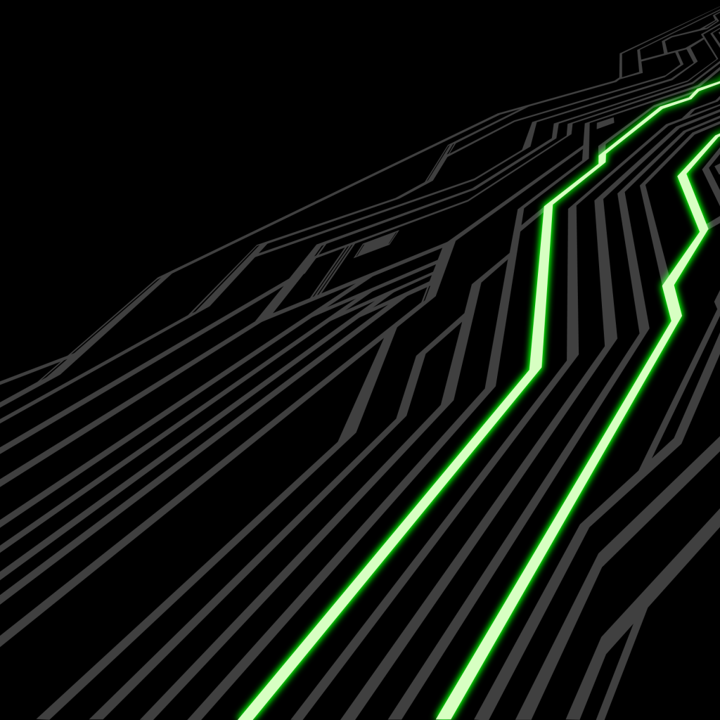 Зеленые линии на черном фоне, аниме Ночь прибытия