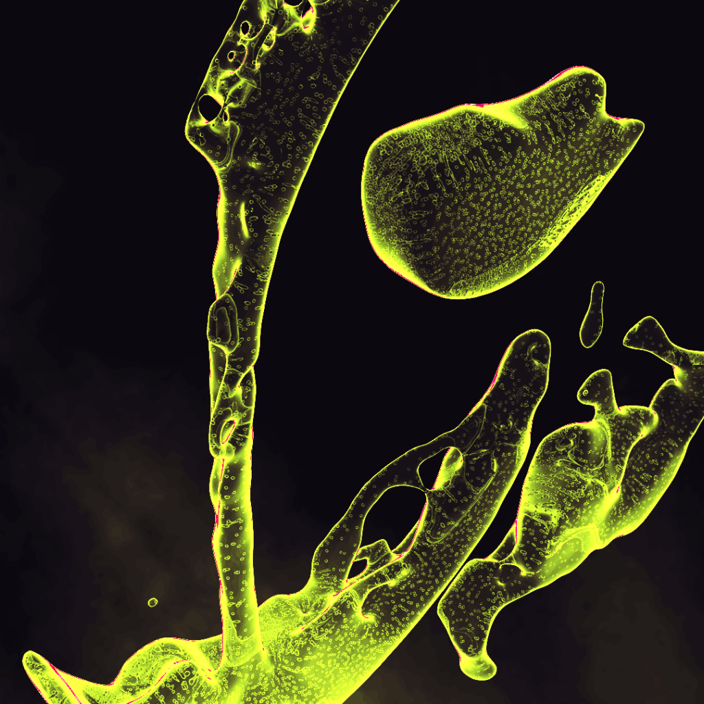 Капли зеленой жидкости на черном фоне