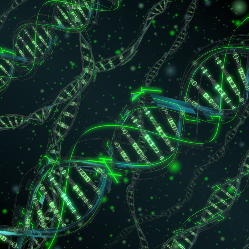 Зеленые нити жизни ДНК, фон