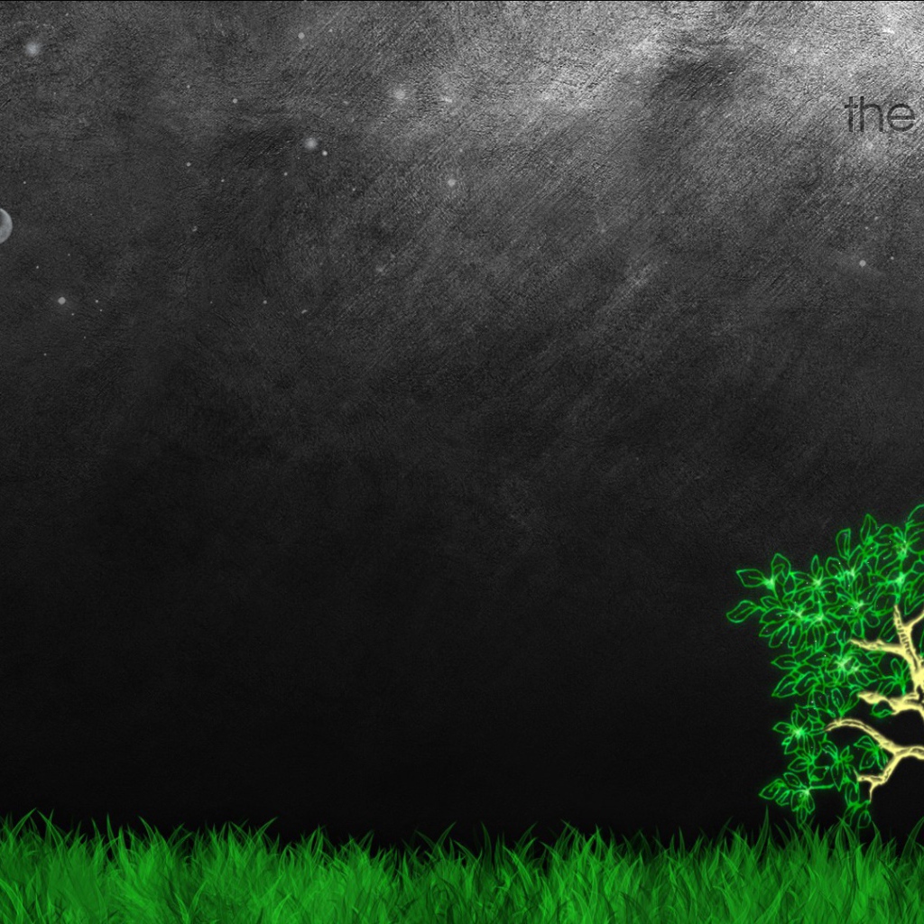 Зеленое дерево жизни, серый фон