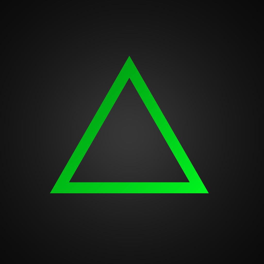Зеленый треугольник на сером фоне