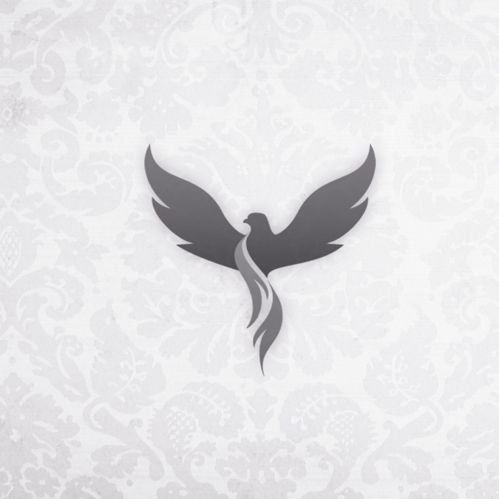 Серый феникс на светлом фоне