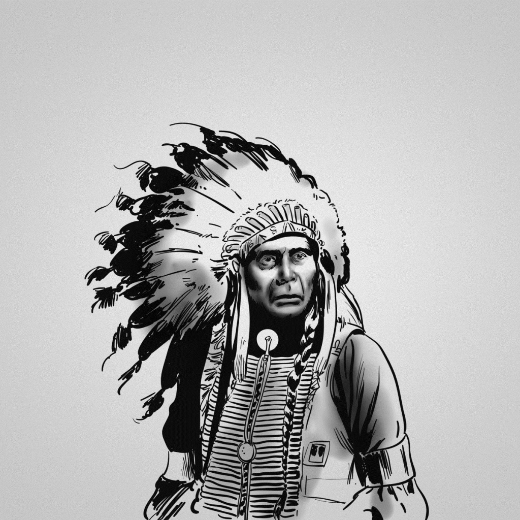 Изображение индейца на сером фоне