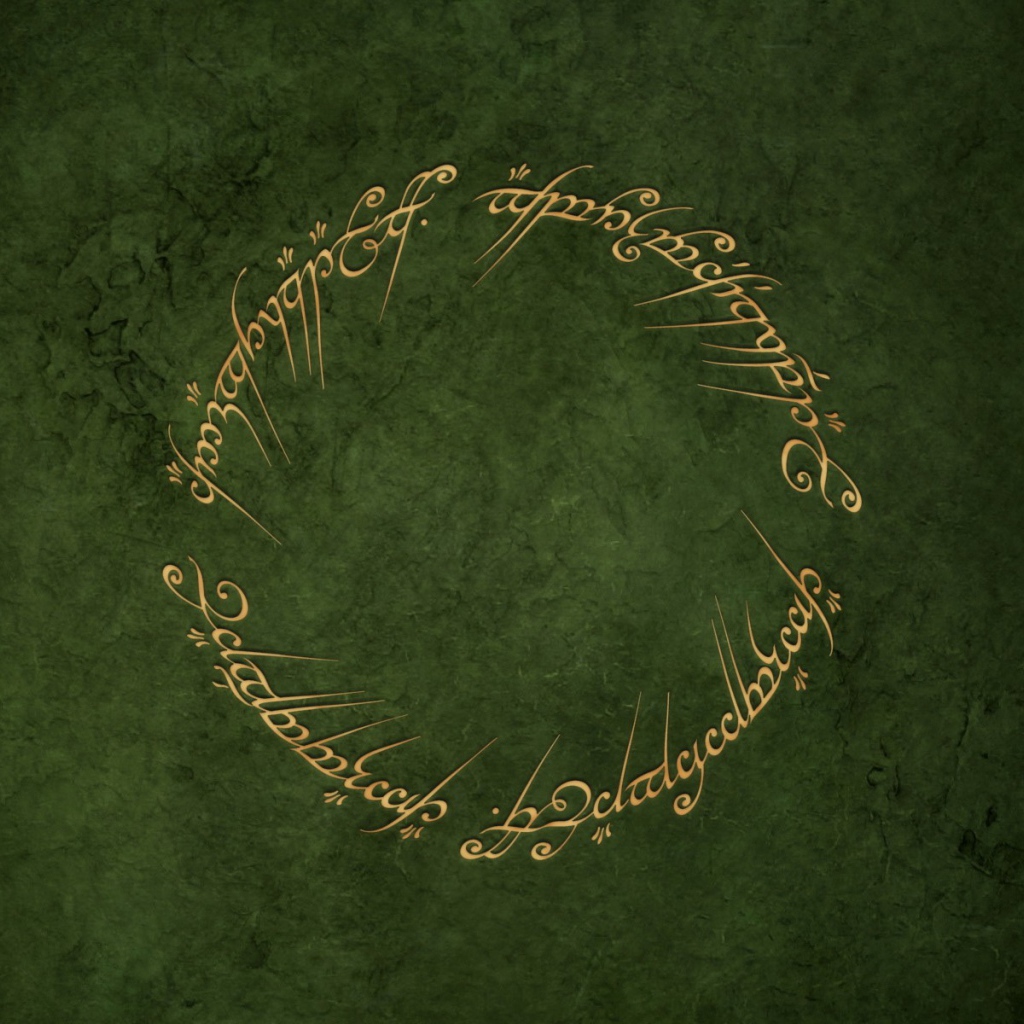 Надписи с кольца всевластия на зеленом фоне