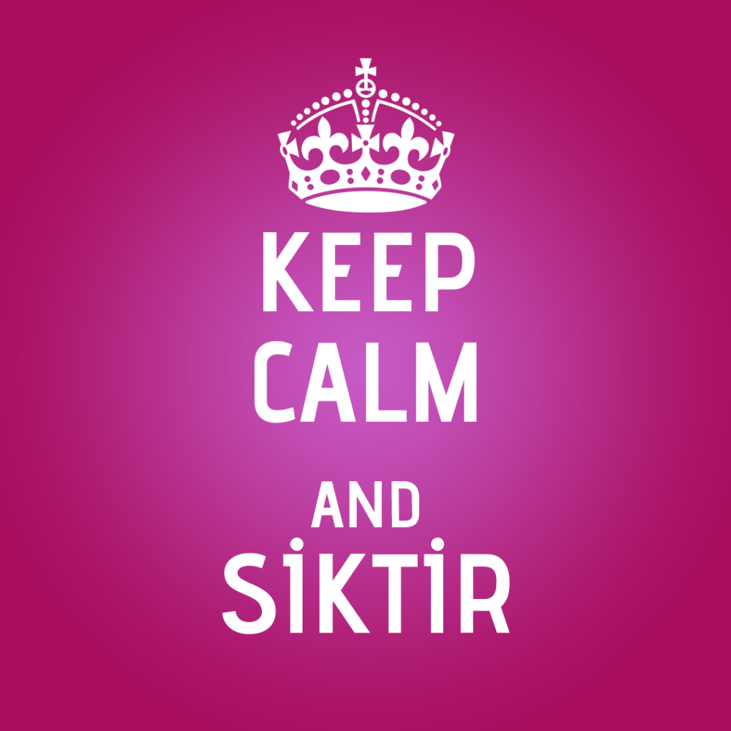 Сохраняйте спокойствие и идите прочь, сиреневый фон