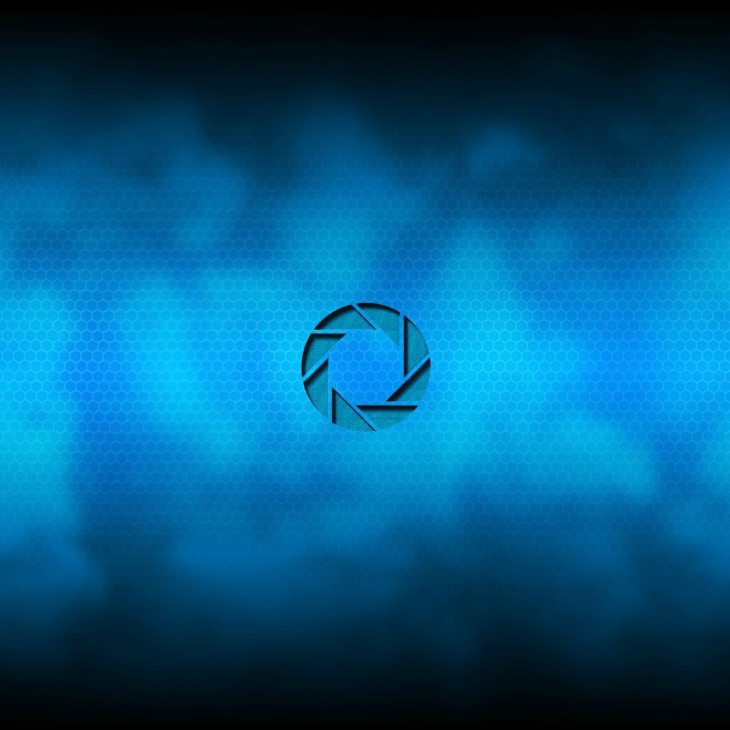Логотип Aperture Science, синий фон