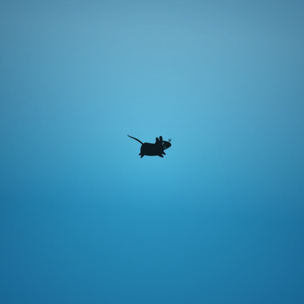 Мышка, голубой фон