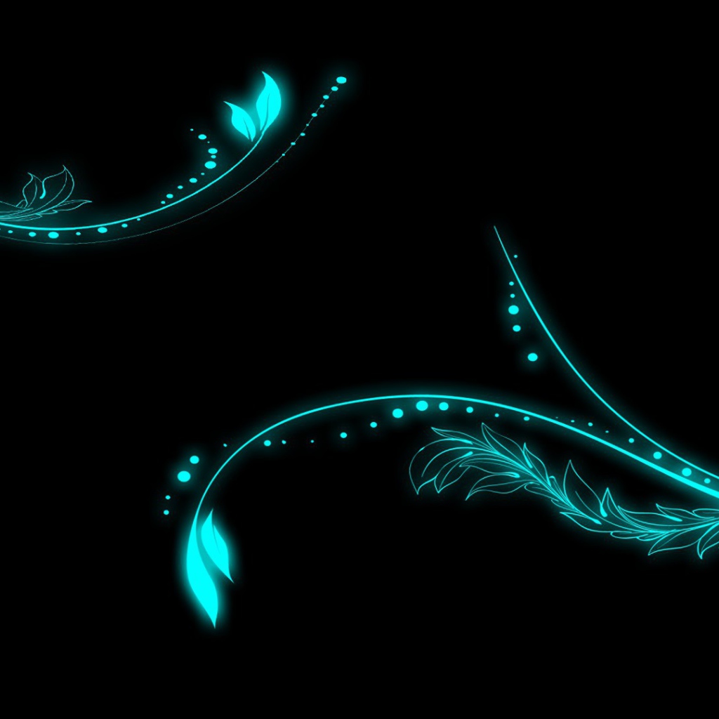 Неоновые цветы на черном фоне