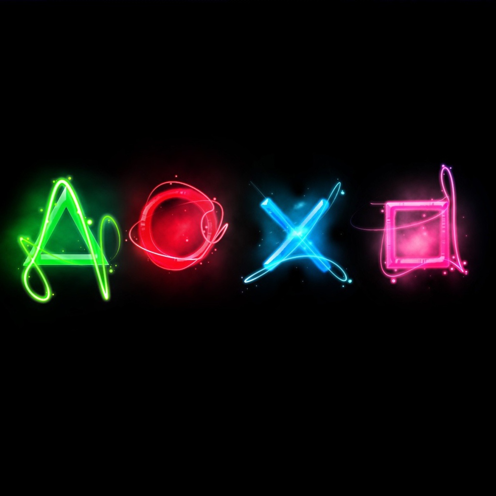 Неоновые геометрические фигуры на черном фоне