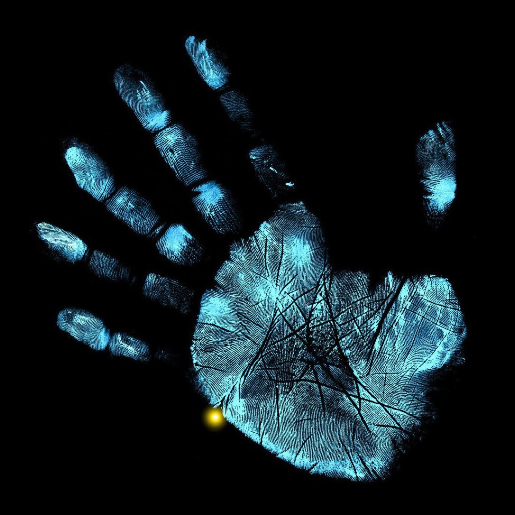 Неоновый отпечаток руки