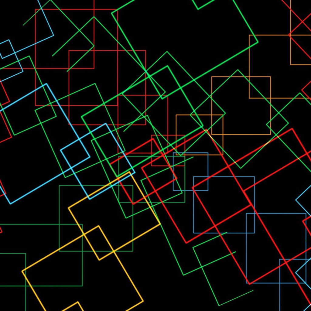 Неоновые квадраты на черном фоне