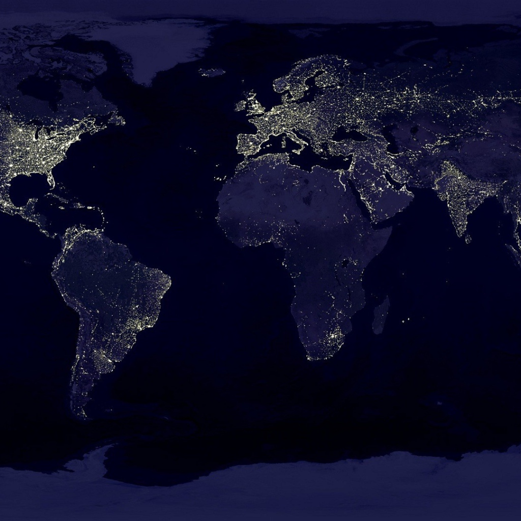 Ночные огни на нашей планете, карта