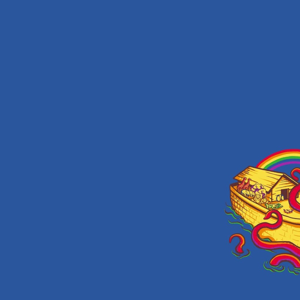 Осьминог и Ноев ковчег, голубой фон