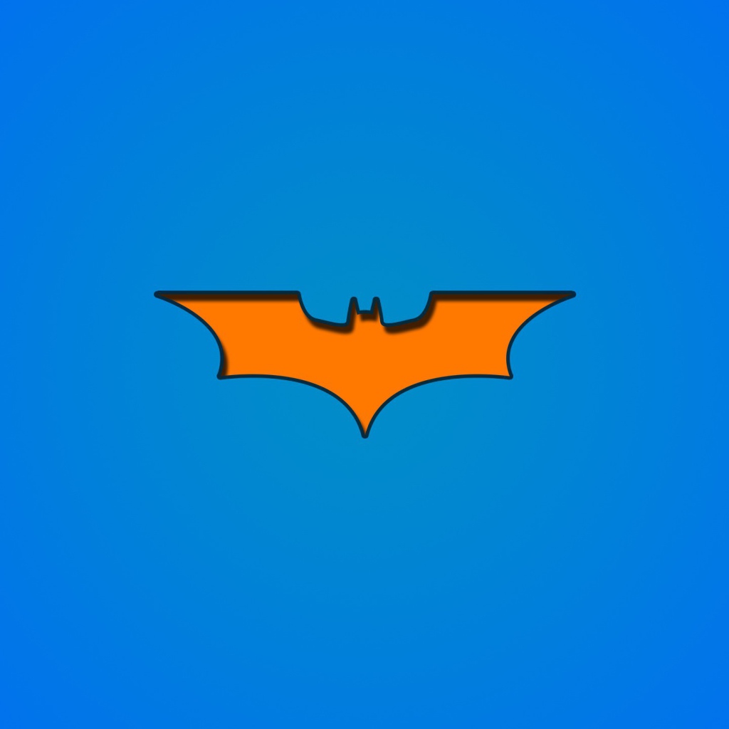 Оранжевый символ Бетмана на голубом фоне