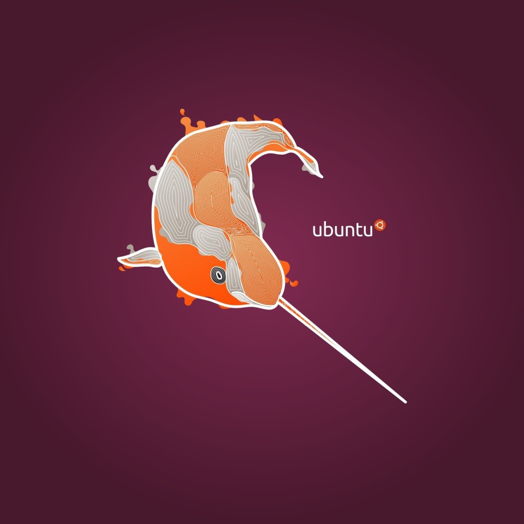 Оранжевый нарвал, фон Ubuntu