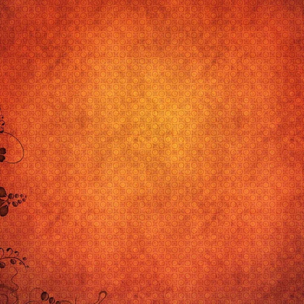 Орнамент из растений на оранжевом фоне