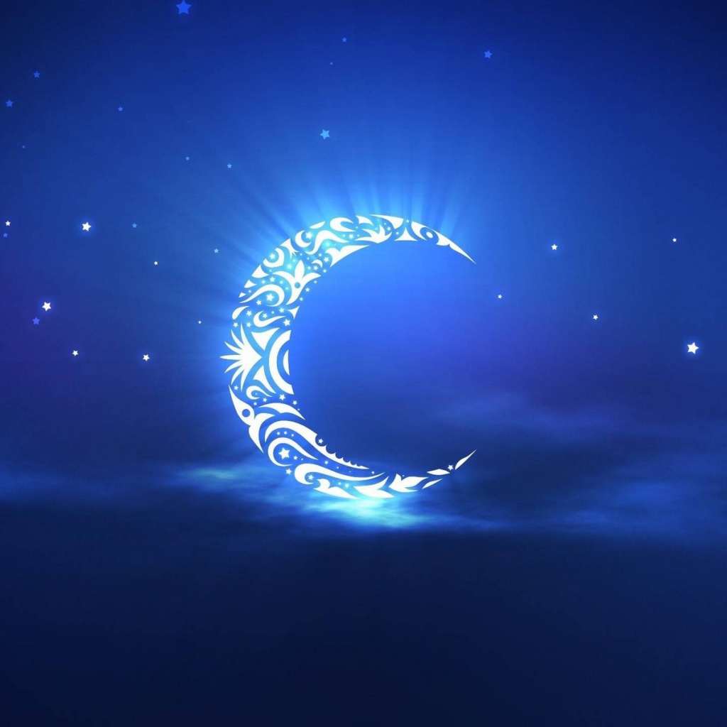 Орнамент на луне, голубой фон